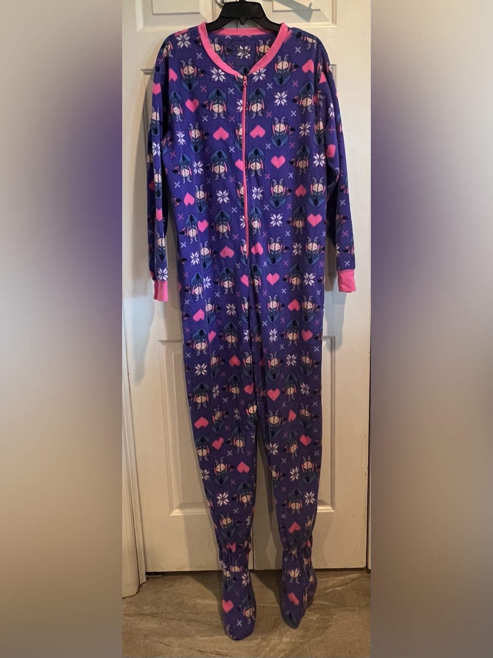 EEYORE ๐Disney Purple Fleece Onesie with Pink Trim - Picture 2 of 7